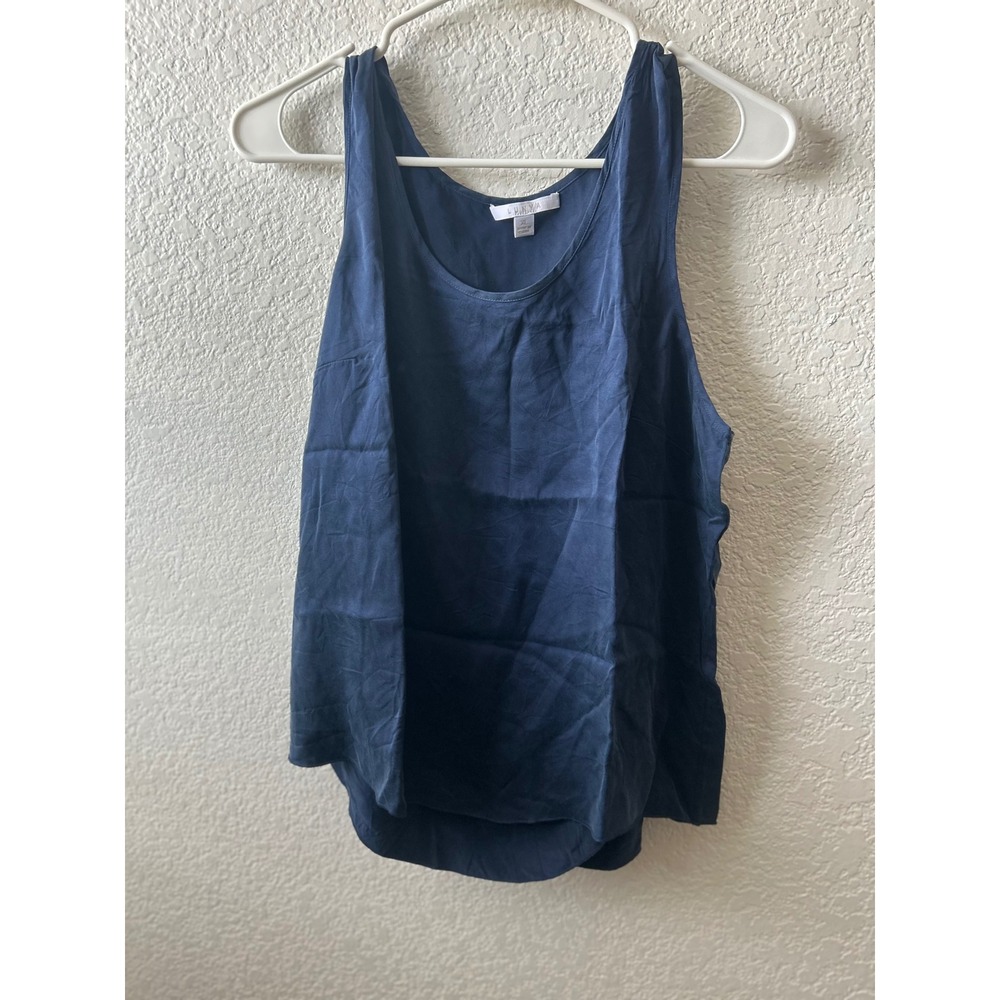 Lunya Washable Silk Tank Top Relaxed Deep Navy Blue Sleepwear Quiet Luxury XL